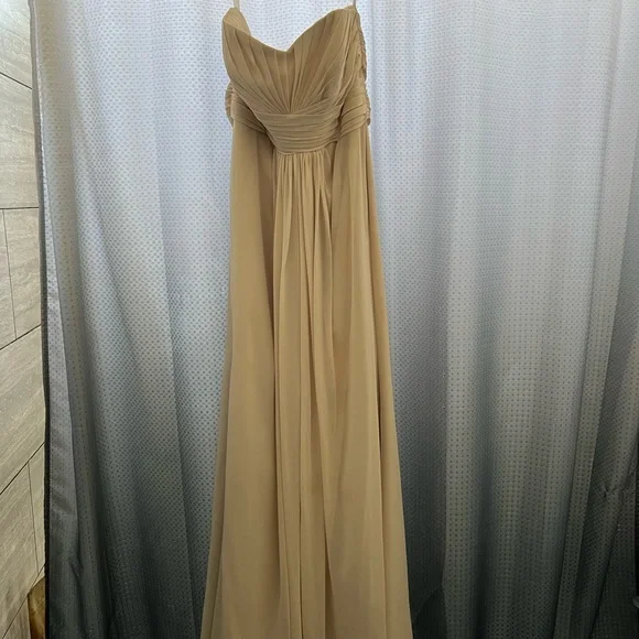 david's bridal champagne bridesmaid dress Light Blue Asymmetric One Shoulder Maxi Dress - Event Dresses